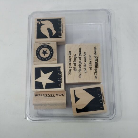 Stampin Up WISHING YOU Set of 6 Wood Rubber Stamps 2006 Stamping Up Peace Love - Picture 10 of 12